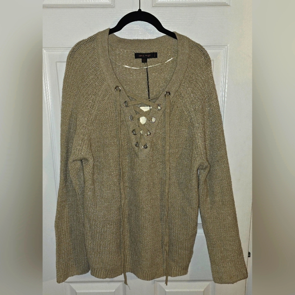 Plus Size Love Tree “Warm And Cozy” Cable Knit Cream-coloed Pullover Sweater